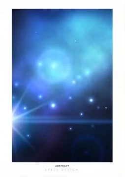 Vector space background with bright blue nebula and white stars. Stock Illustration