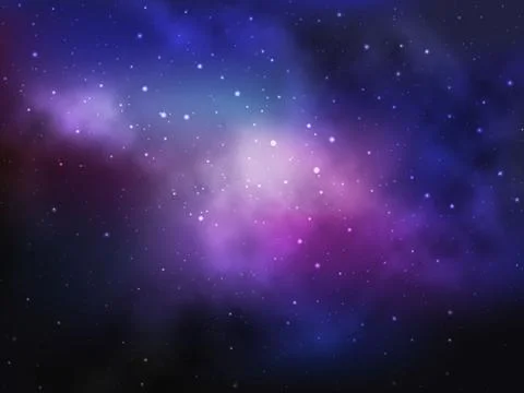 Vector space background with colorful nebula and bright stars. Stock Illustration
