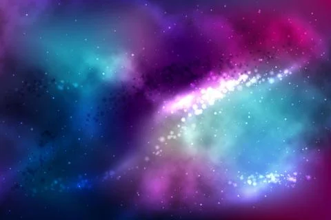Vector space background with colorful nebula and bright stars. Stock Illustration