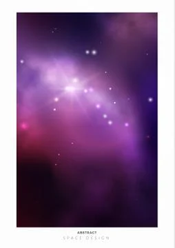 Vector space background with colorful violet nebula and bright stars. Stock Illustration