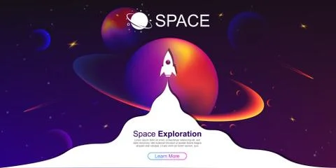 Vector space background with planets and stars. Space exploration. Gradient Illustrazione stock