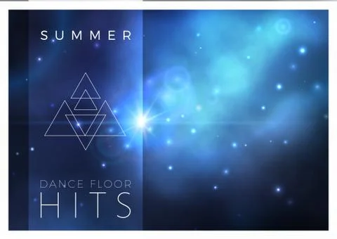 Vector space banner design with bright blue nebula and white stars. Stock Illustration