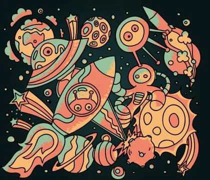 Vector space doodles Stock Illustration