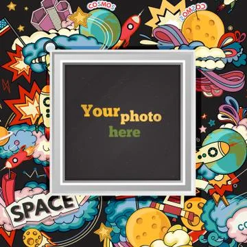 Vector space photo frame Stock Illustration