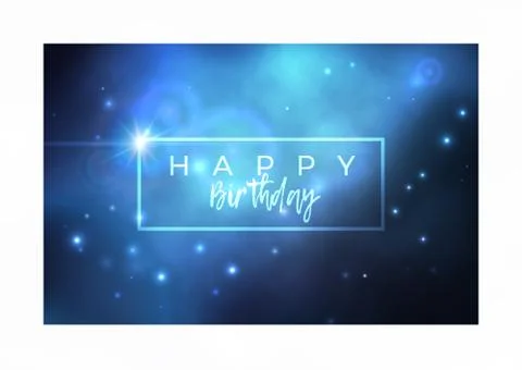Vector space postcard design with bright blue nebula and white stars. 库存插图