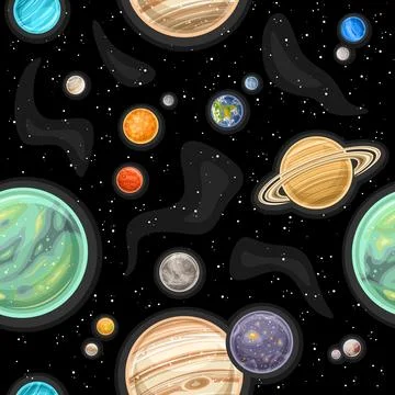 Vector Space Seamless Pattern Stock Illustration