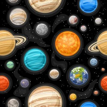 Vector Space Seamless Pattern Stock Illustration