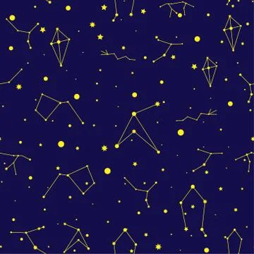 Vector space seamless pattern. Night sky hand drawn doodle astronomical Stock Illustration