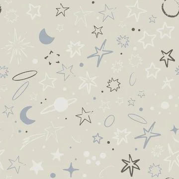Vector space seamless pattern with planets, comets, constellations and stars Stockillustratie