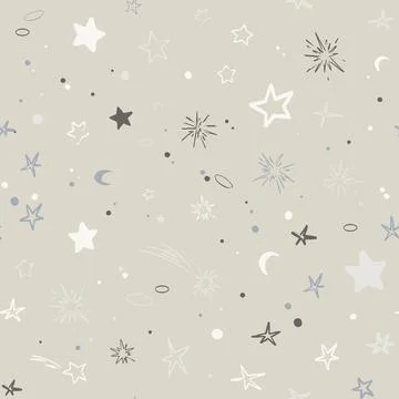 Vector space seamless pattern with planets, comets, constellations and stars Stock Illustration