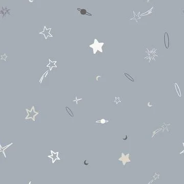Vector space seamless pattern with planets, comets, constellations and stars 스톡 일러스트
