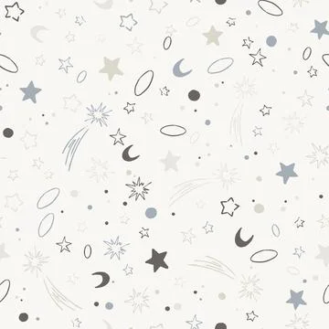 Vector space seamless pattern with planets, comets, constellations and stars Stock Illustration
