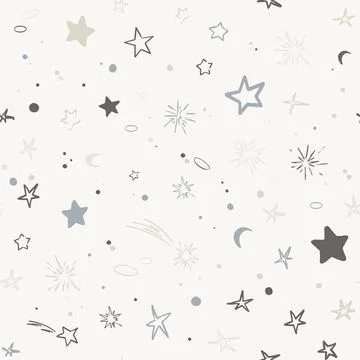 Vector space seamless pattern with planets, comets, constellations and stars Stock Illustration