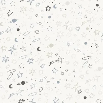 Vector space seamless pattern with planets, comets, constellations and stars Stock Illustration