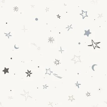 Vector space seamless pattern with planets, comets, constellations and stars Stock Illustration