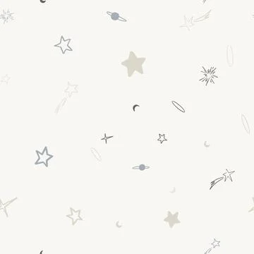 Vector space seamless pattern with planets, comets, constellations and stars Stock Illustration