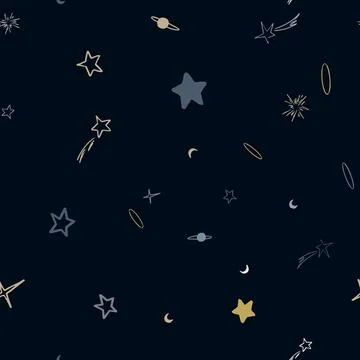 Vector space seamless pattern with planets, comets, constellations and stars イラスト素材