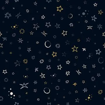 Vector space seamless pattern with planets, comets, constellations and stars イラスト素材