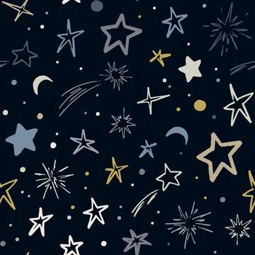 Vector space seamless pattern with planets, comets, constellations and stars イラスト素材