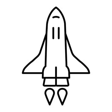 Vector Space Shuttle Outline Icon Design Stock Illustration