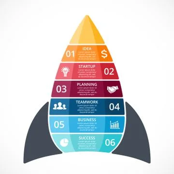 Vector spacesheep infographic. Rocket template for growth diagram, graph Stock Illustration
