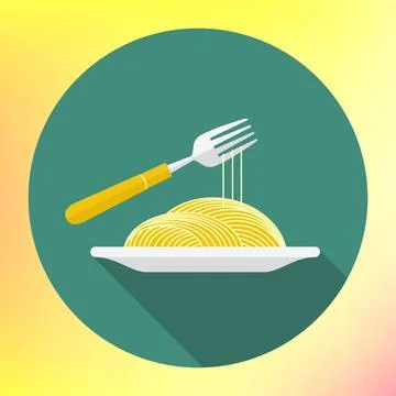 Vector spaghetti fork flat icon vector spaghetti on fork flat vector icon.... Stock Photos