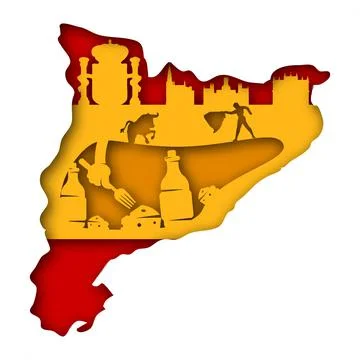 Vector Spain in paper art style Stock Illustration