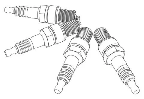 Vector spark plug set replacement spare parts Stock Illustration