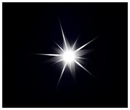 Vector sparkling and glowing light effect star on black background. Stock Illustration