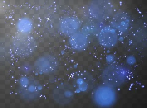 Vector sparkling blue stardust and flashing light particles isolated on Stock Illustration