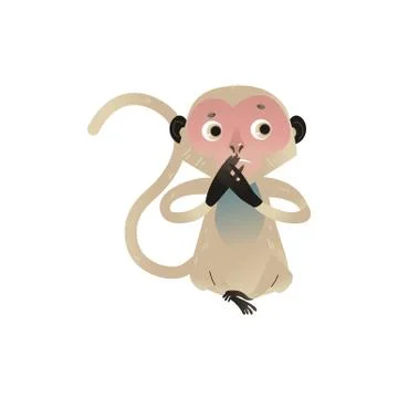 Vector speak no evil monkey cover mouth Illustration