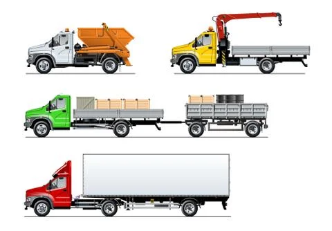 Vector spec trucks set isolated on white Stock Illustration