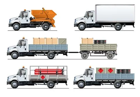 Vector spec trucks set template isolated on white Stock Illustration