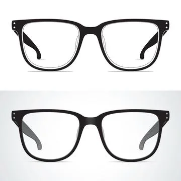 Vector spectacles, flat syle, and realistic, on the white background. Stock Illustration