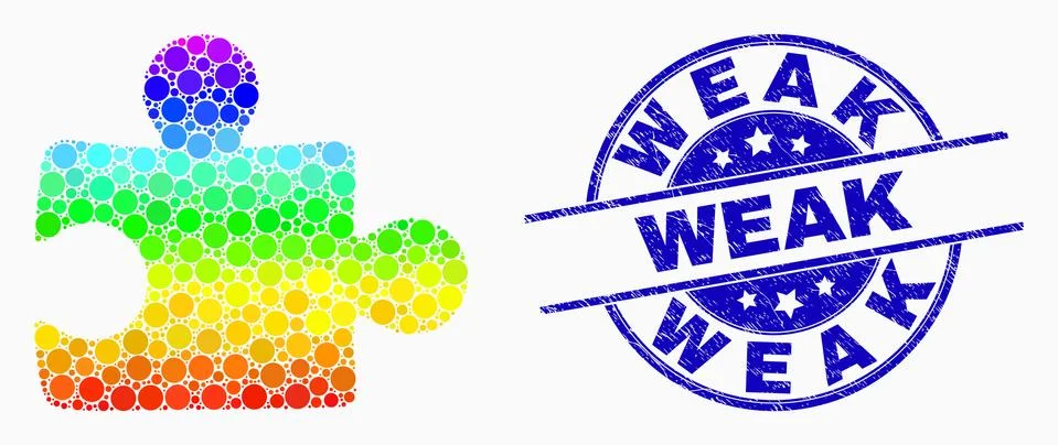 Vector Spectral Dot Puzzle Plugin Icon and Scratched Weak Seal Stock Illustration