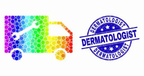 Vector Spectral Dot Service Van Icon and Scratched Dermatologist Watermark 库存插图