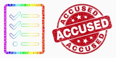Vector Spectral Dot Task List Page Icon and Scratched Accused Stamp Stock Illustration