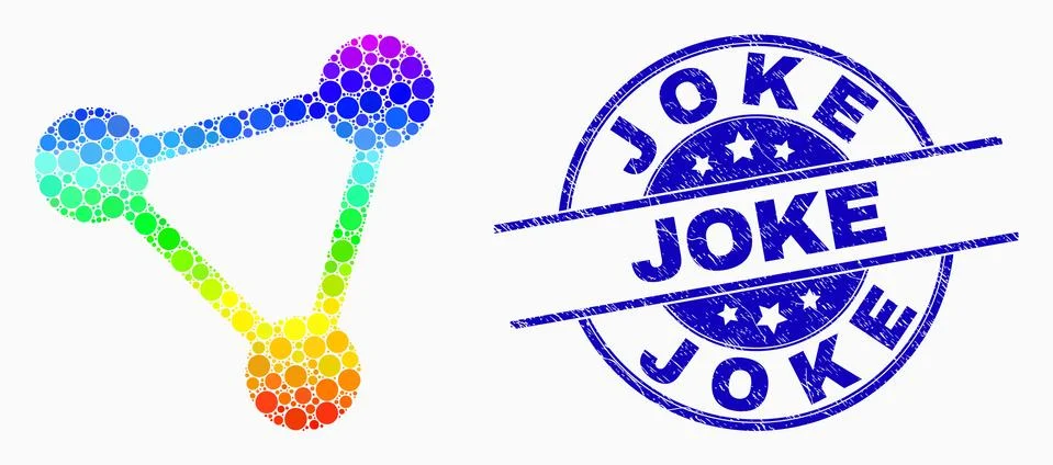 Vector Spectral Dot Triangle Mesh Icon and Grunge Joke Stamp Stock Illustration