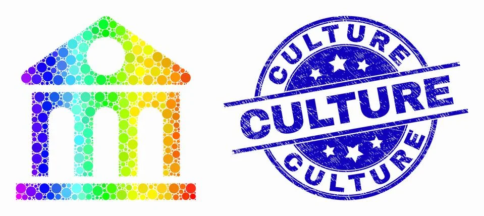 Vector Spectral Dotted Library Building Icon and Distress Culture Watermark Ilustración de archivo