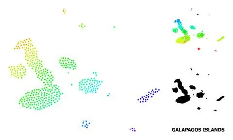 Vector Spectral Dotted Map of Galapagos Islands Stock Illustration
