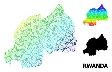 Vector Spectral Dotted Map of Rwanda Stock Illustration