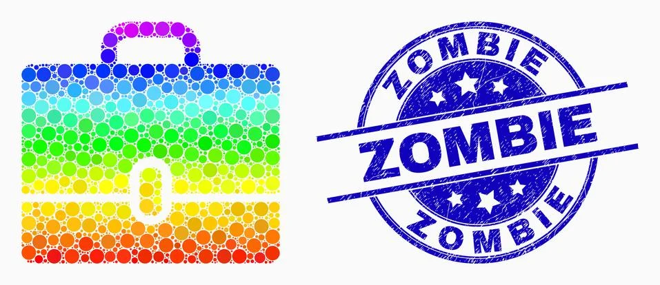 Vector Spectral Pixel Case Icon and Scratched Zombie Seal Stock Illustration