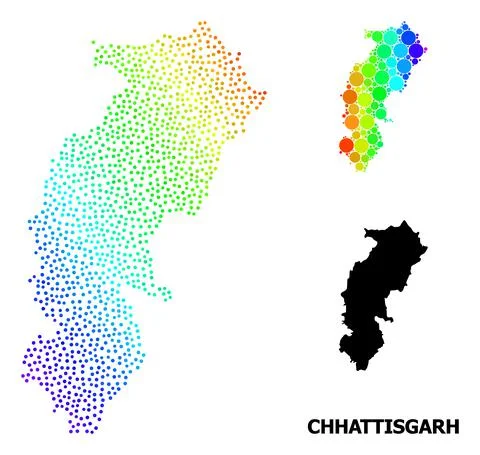 Vector Spectral Pixel Map of Chhattisgarh State 스톡 일러스트