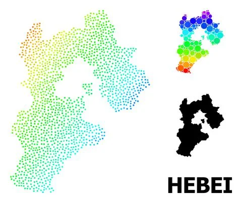 Vector Spectral Pixel Map of Hebei Province Stock Illustration