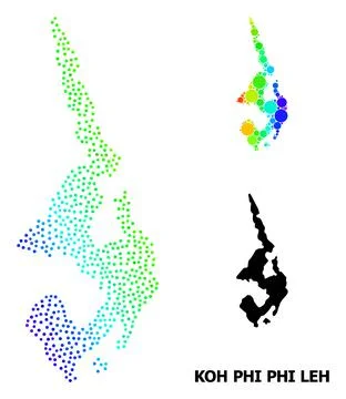Vector Spectral Pixel Map of Koh Phi Leh 스톡 일러스트