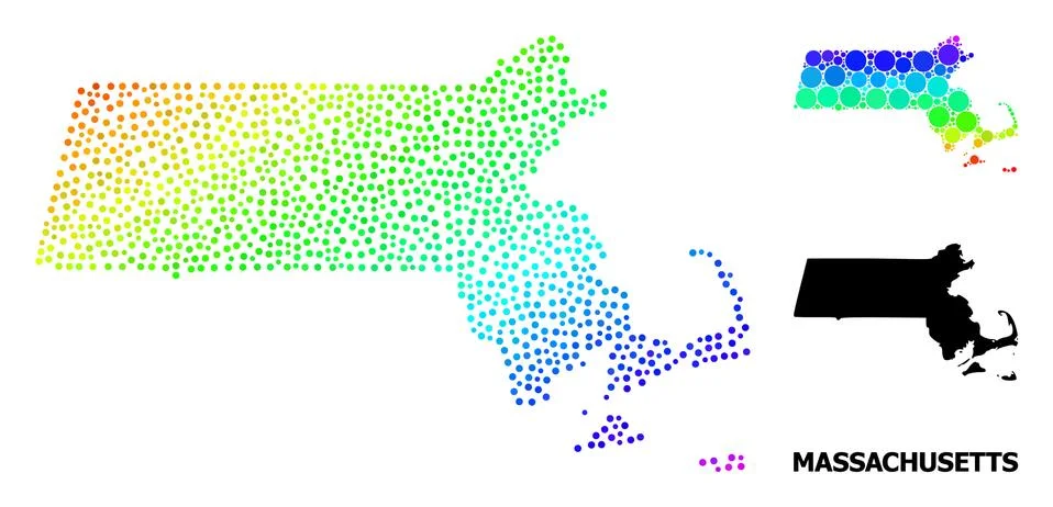 Vector Spectral Pixel Map of Massachusetts State Illustrazione stock