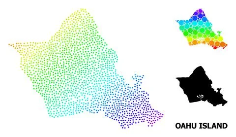 Vector Spectral Pixel Map of Oahu Island Illustrazione stock