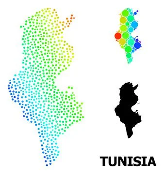 Vector Spectral Pixel Map of Tunisia イラスト素材