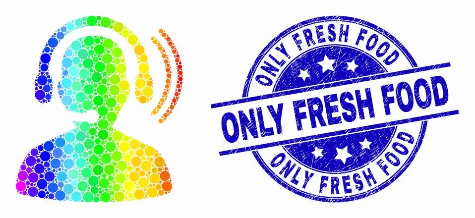 Vector Spectral Pixel Radio Operator Headset Icon and Grunge Only Fresh Food Stock Illustration