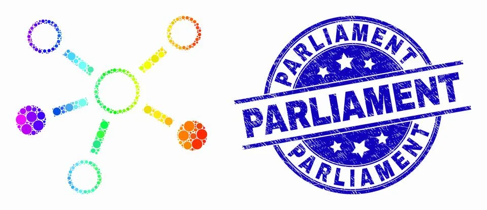 Vector Spectral Pixel Relations Icon and Distress Parliament Seal Stock Illustration